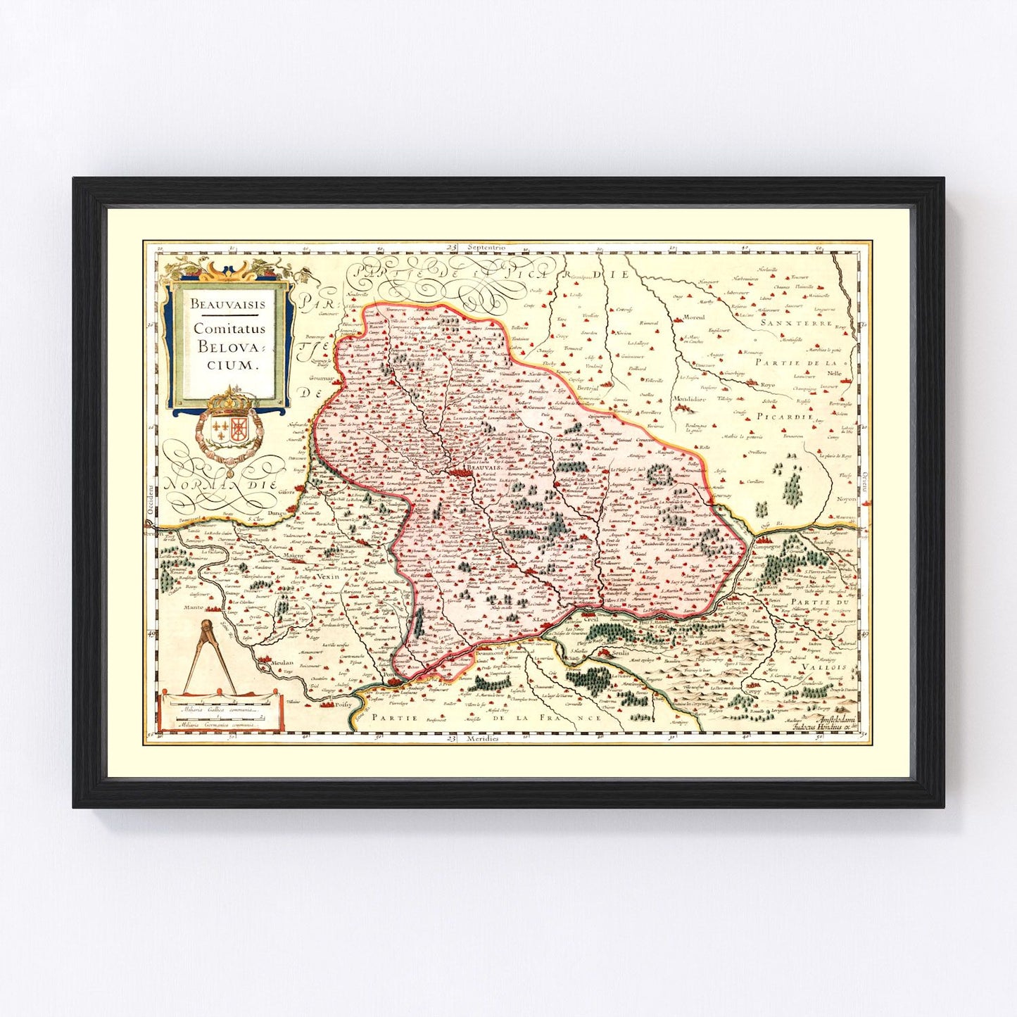 Vintage Map of Beauvais France, 1623