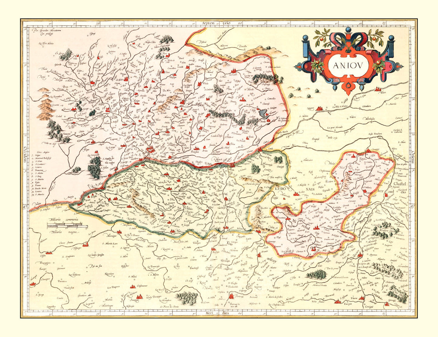 Vintage Map of Anjou France, 1623