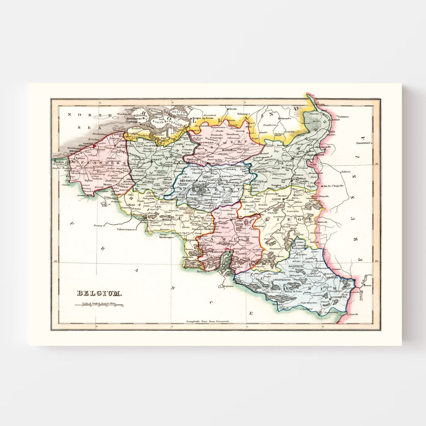 Vintage Map of Belgium 1832