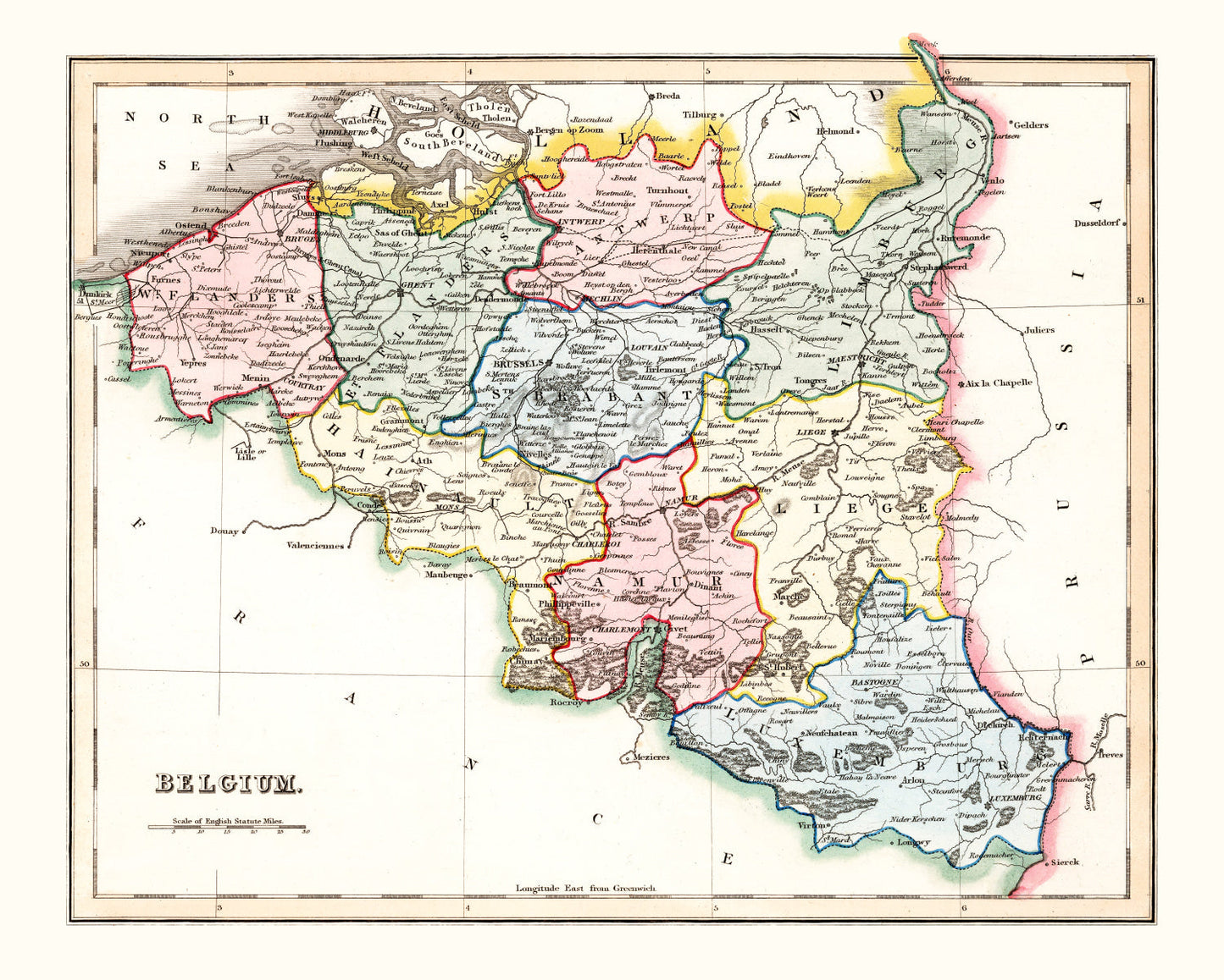 Vintage Map of Belgium 1832
