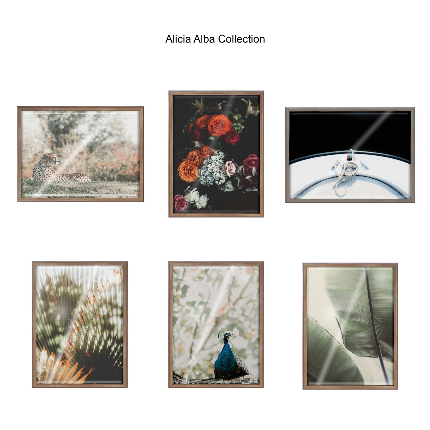 Blake Vintage Palms Framed Printed Glass by Alicia Abla