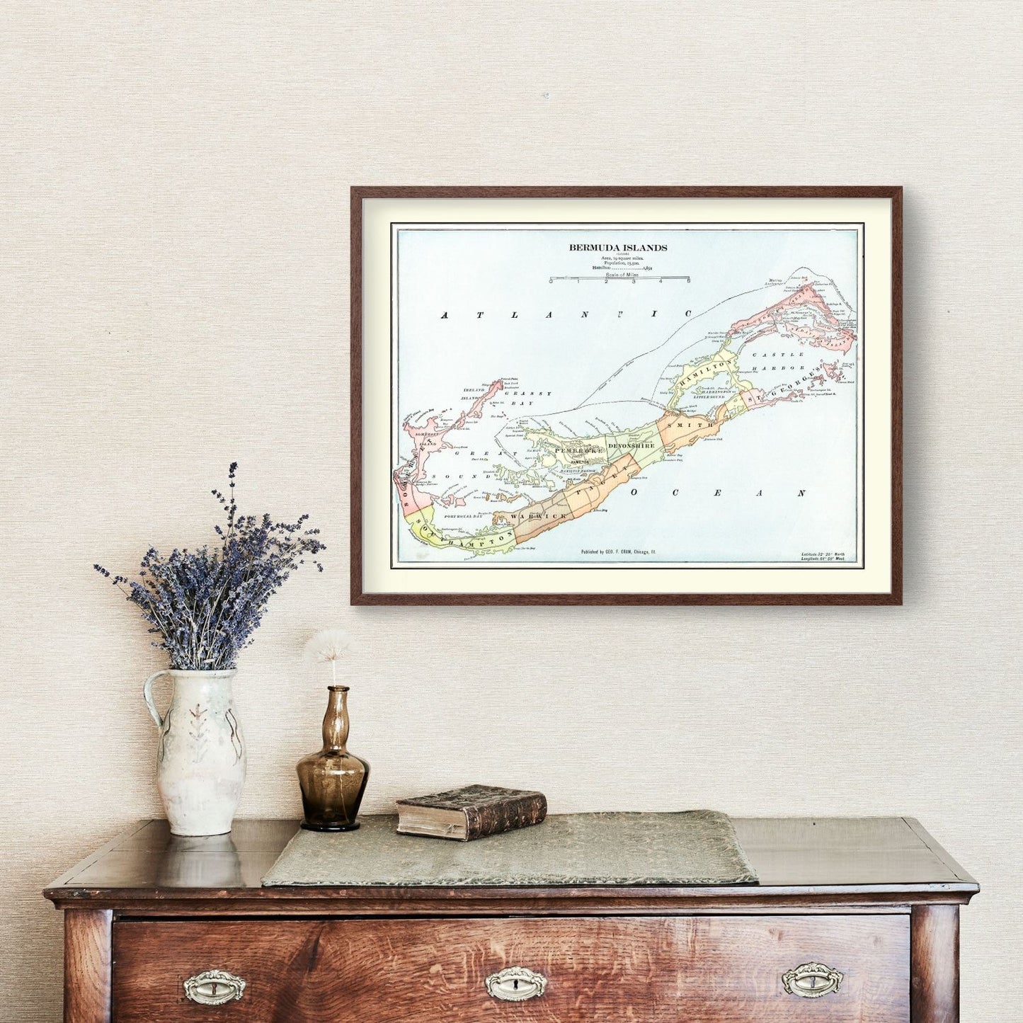 Vintage Map of Bermuda Islands 1901