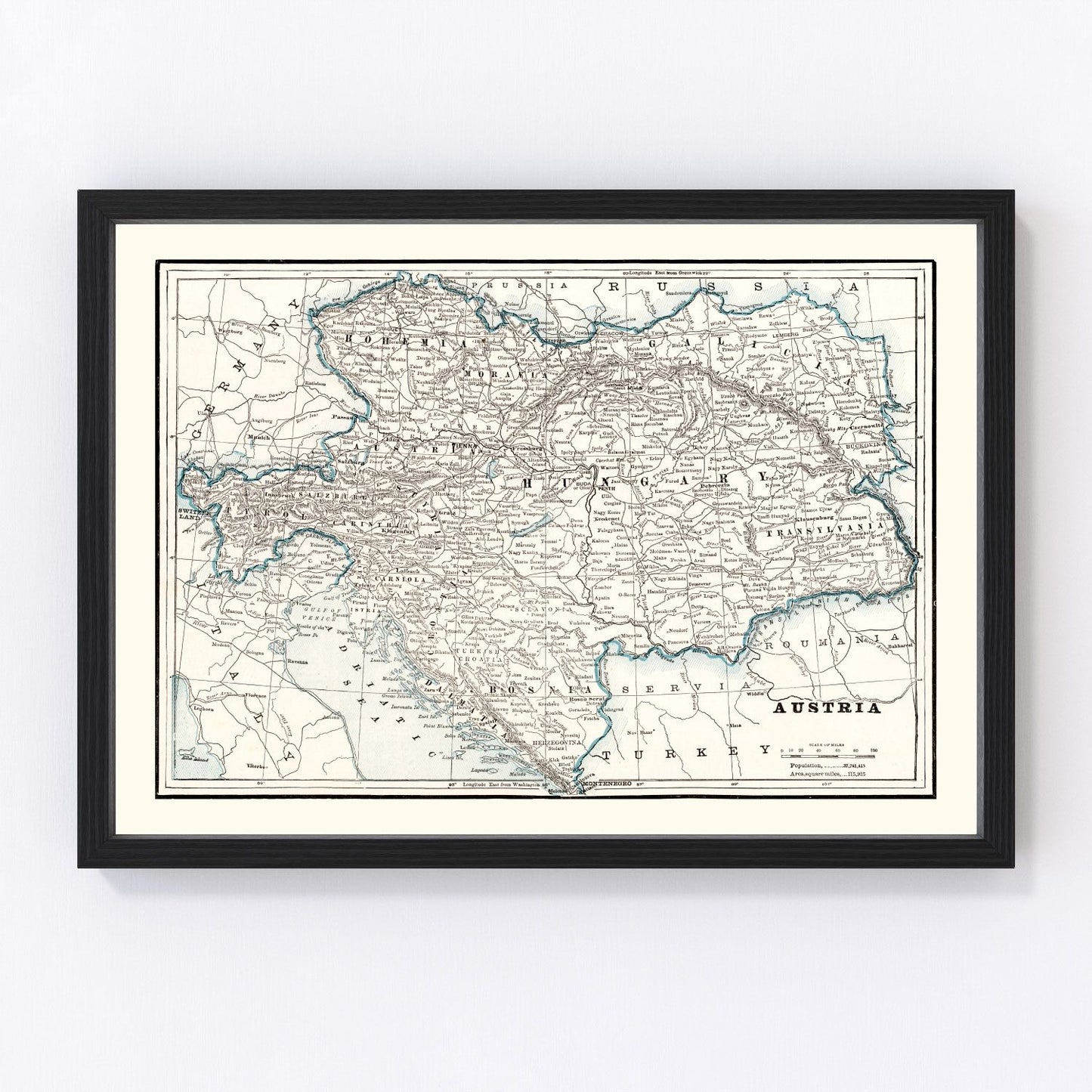 Vintage Map of Austria 1893