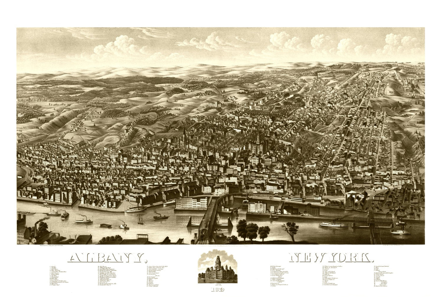 Vintage Map of Albany, New York 1879