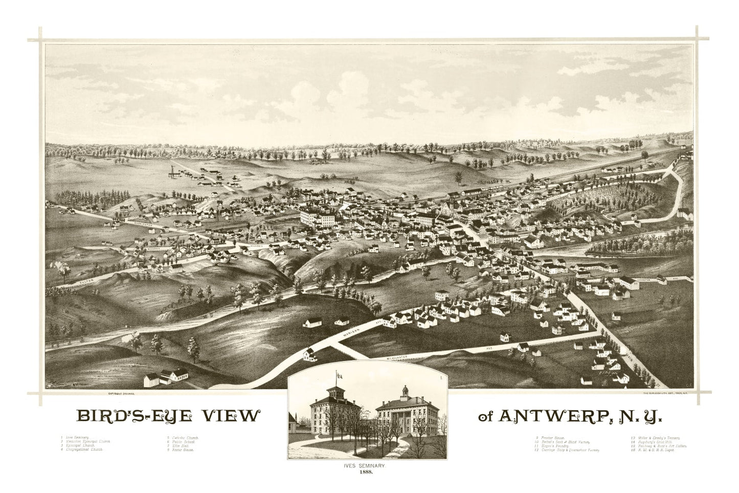 Vintage Map of Antwerp, New York 1888