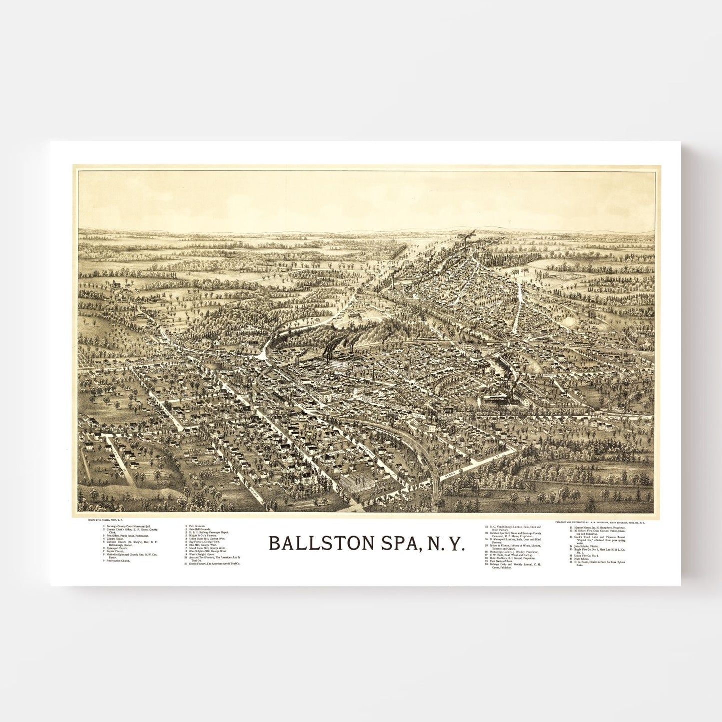 Vintage Map of Ballston Spa, New York 1890