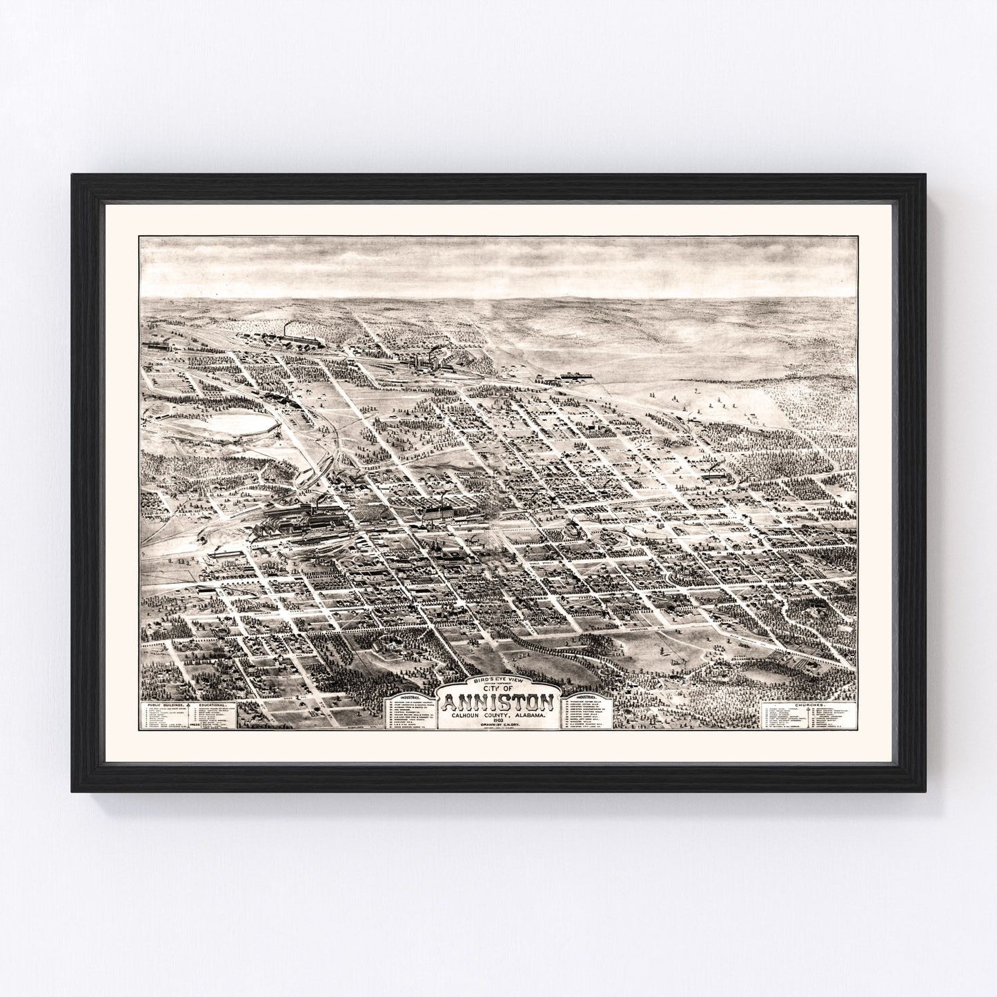 Vintage Map of Anniston, Alabama 1903