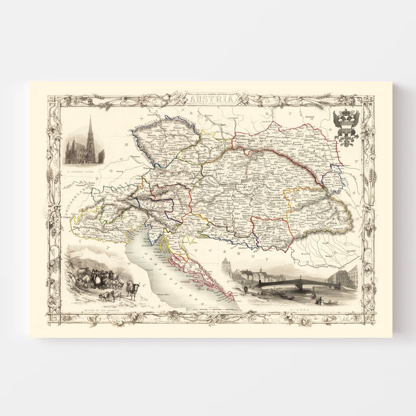 Vintage Map of Austria 1851