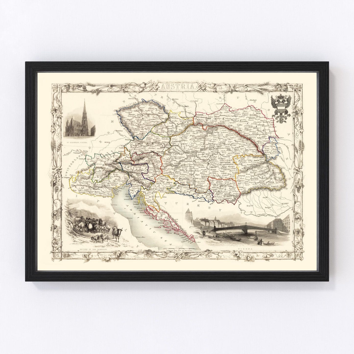 Vintage Map of Austria 1851