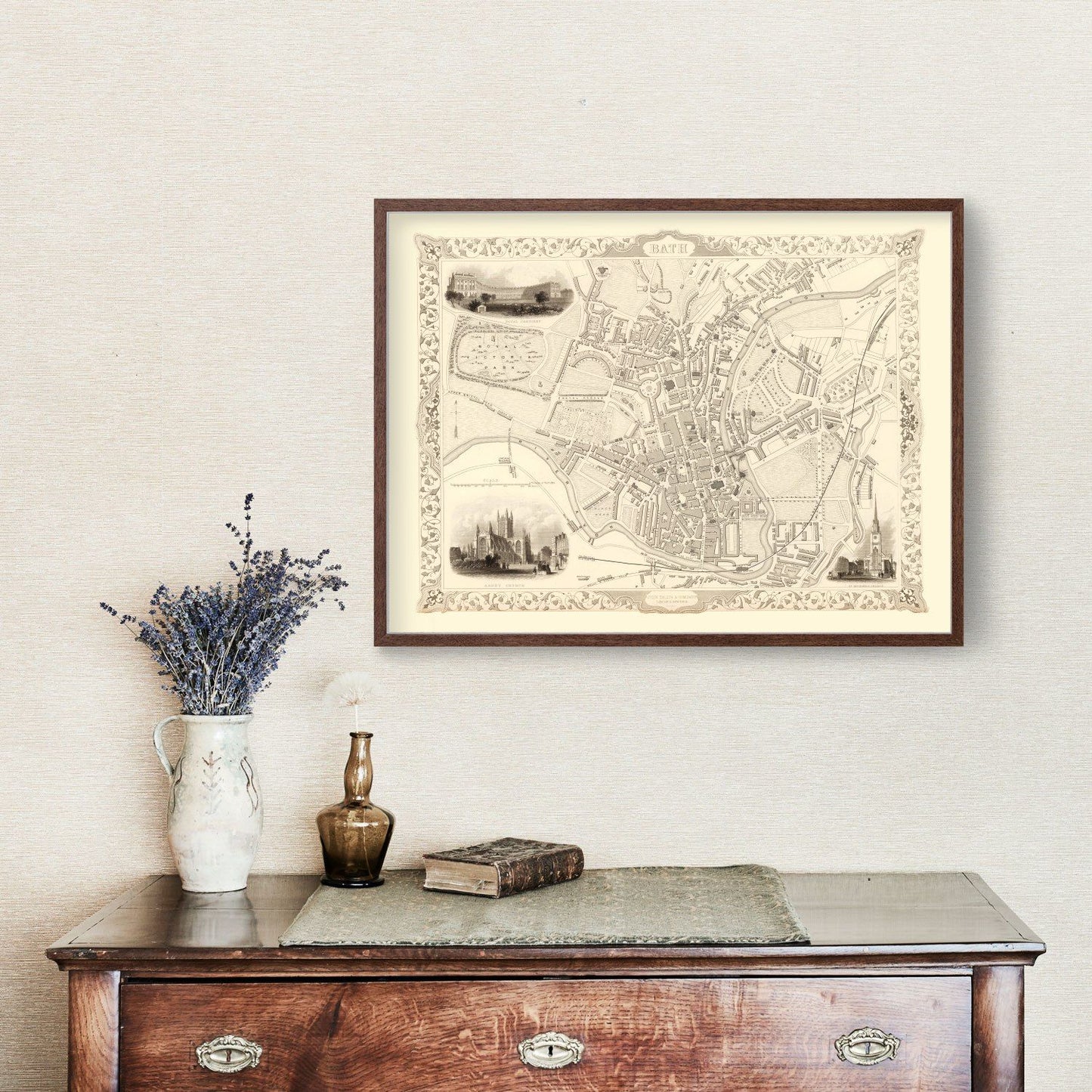 Vintage Map of Bath, United Kingdom 1851