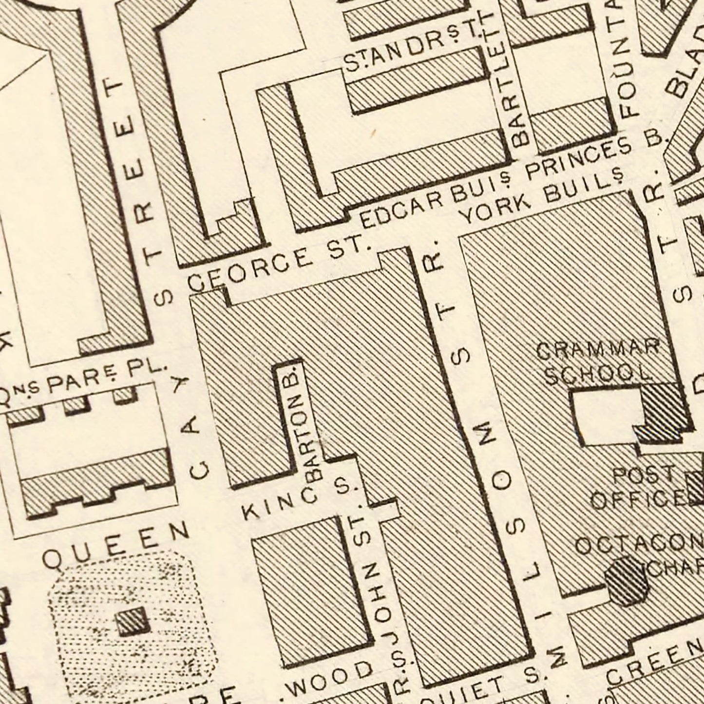 Vintage Map of Bath, United Kingdom 1851