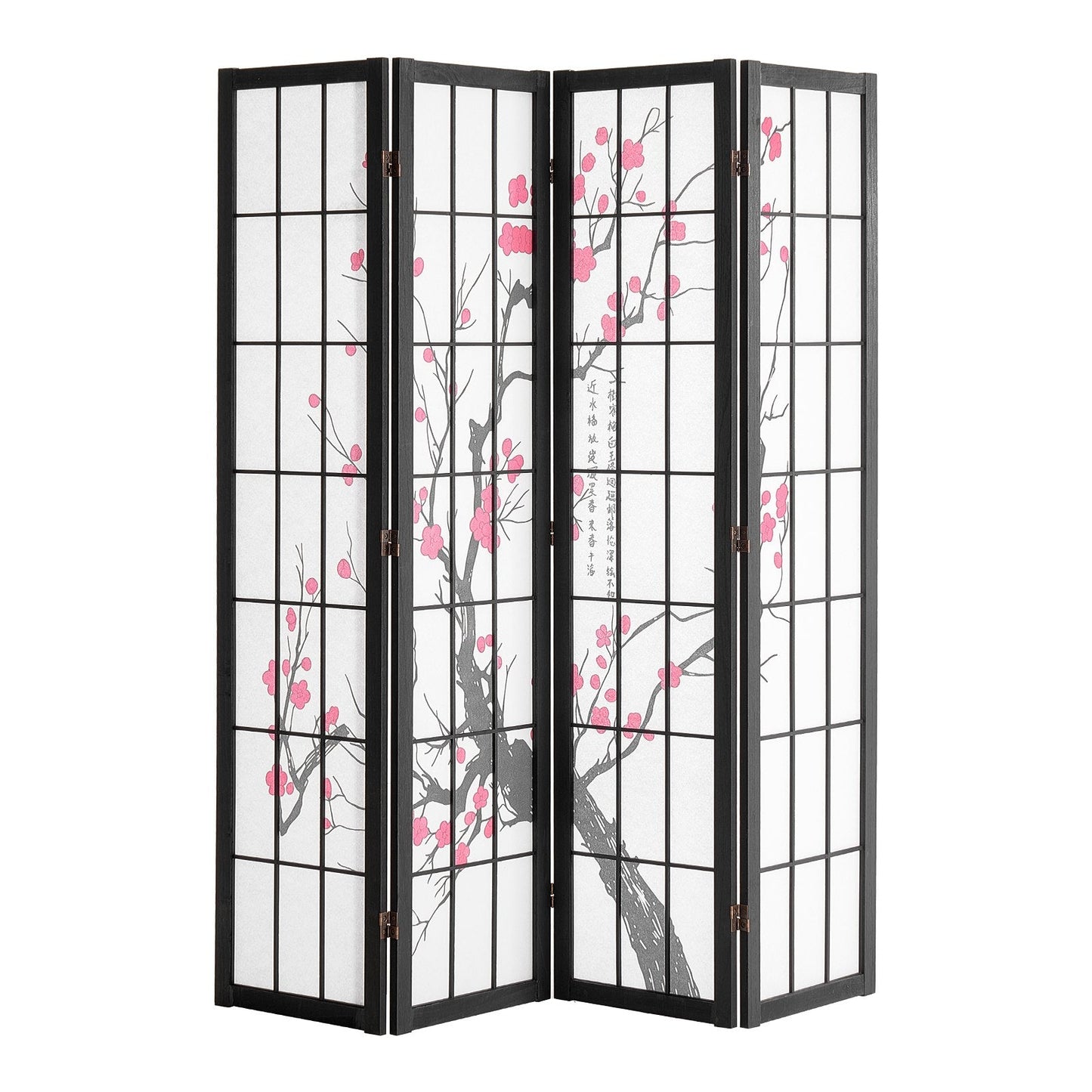 4 Panel Wood Japanese Room Divider Screen for Room Separation Home Office Restaurant & Bedroom