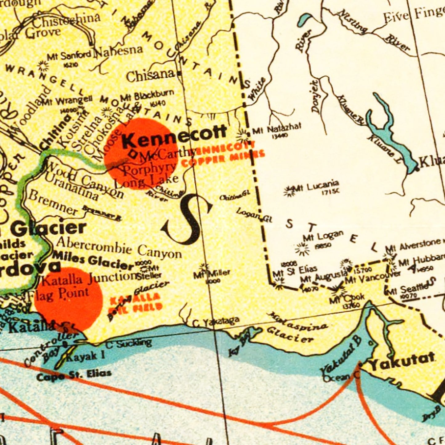 Vintage Map of Alaska 1936