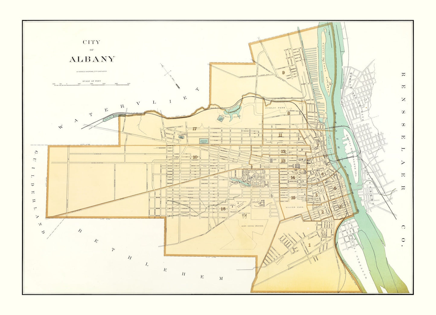 Vintage Map of Albany, New York 1895