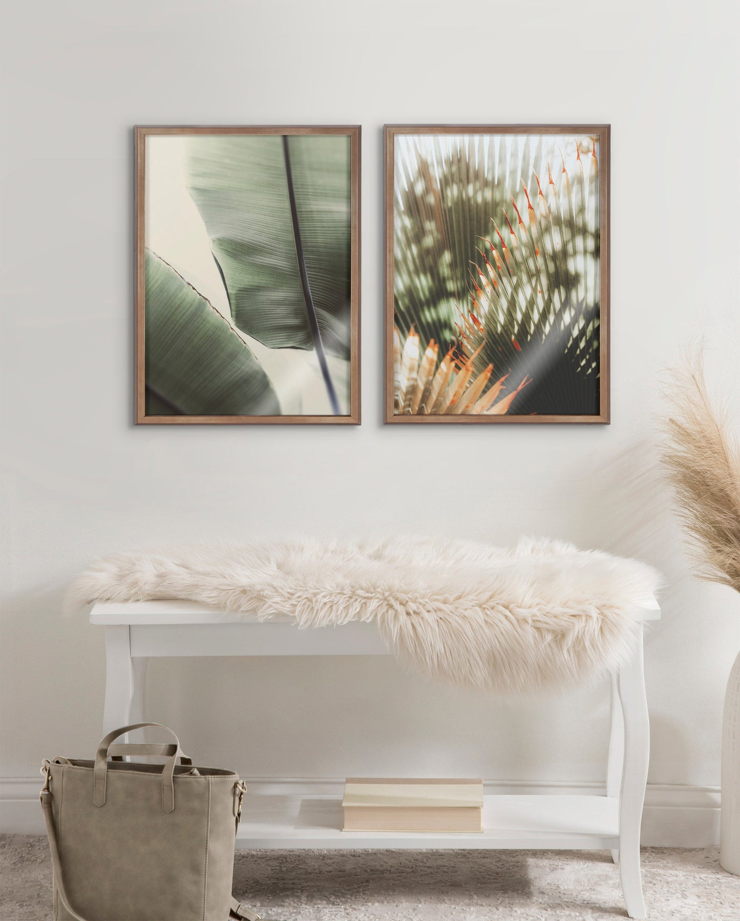 Blake Yellow Tipped Fern Framed Printed Glass by Alicia Abla