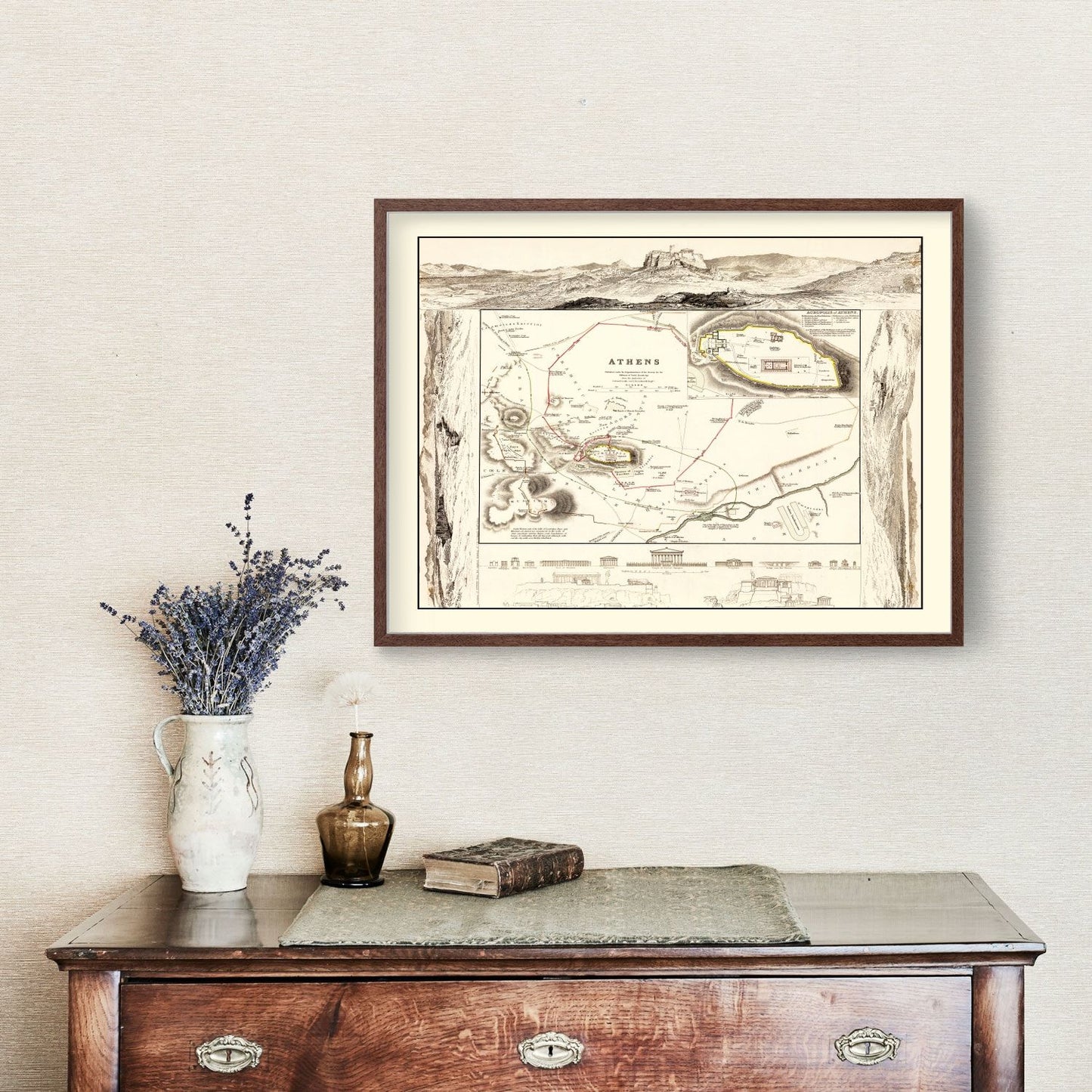 Vintage Map of Athens, Greece 1832