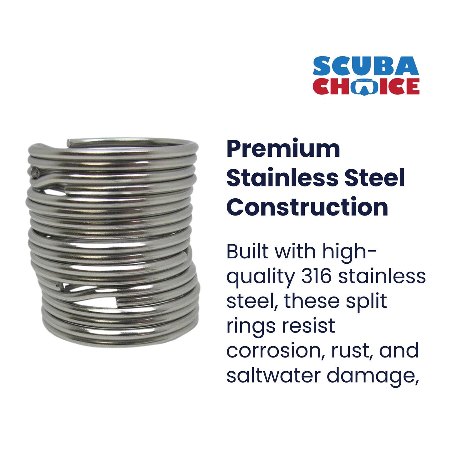 Scuba Diving 32.3mm Stainless Steel 2mm Split Ring for BCD attachment 10pc Pack