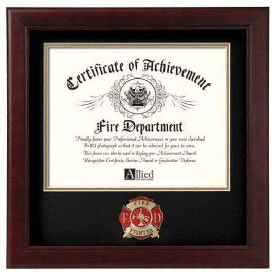 Firefighter Medallion Certificate Frame Hand Made By Veterans.