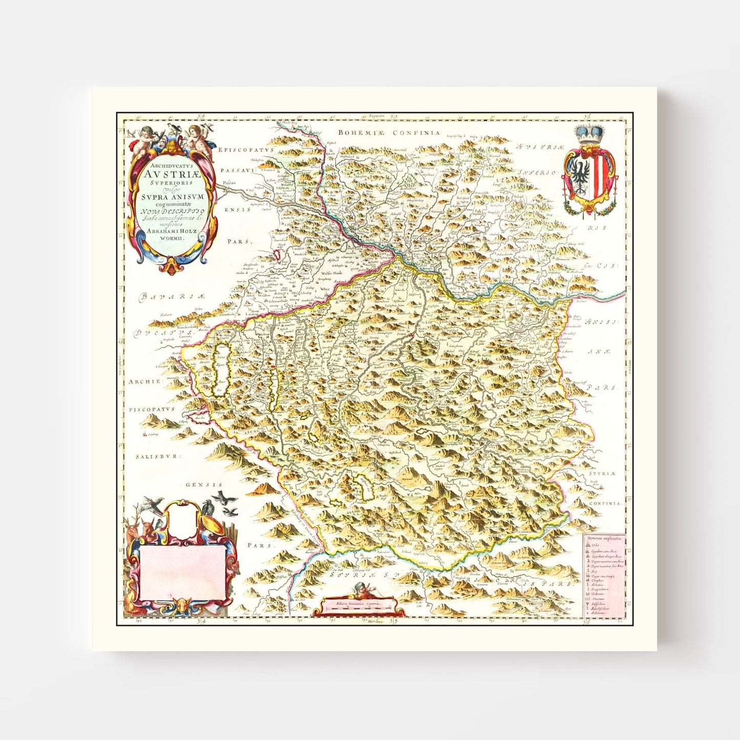 Vintage Map of Austria from Above 1665