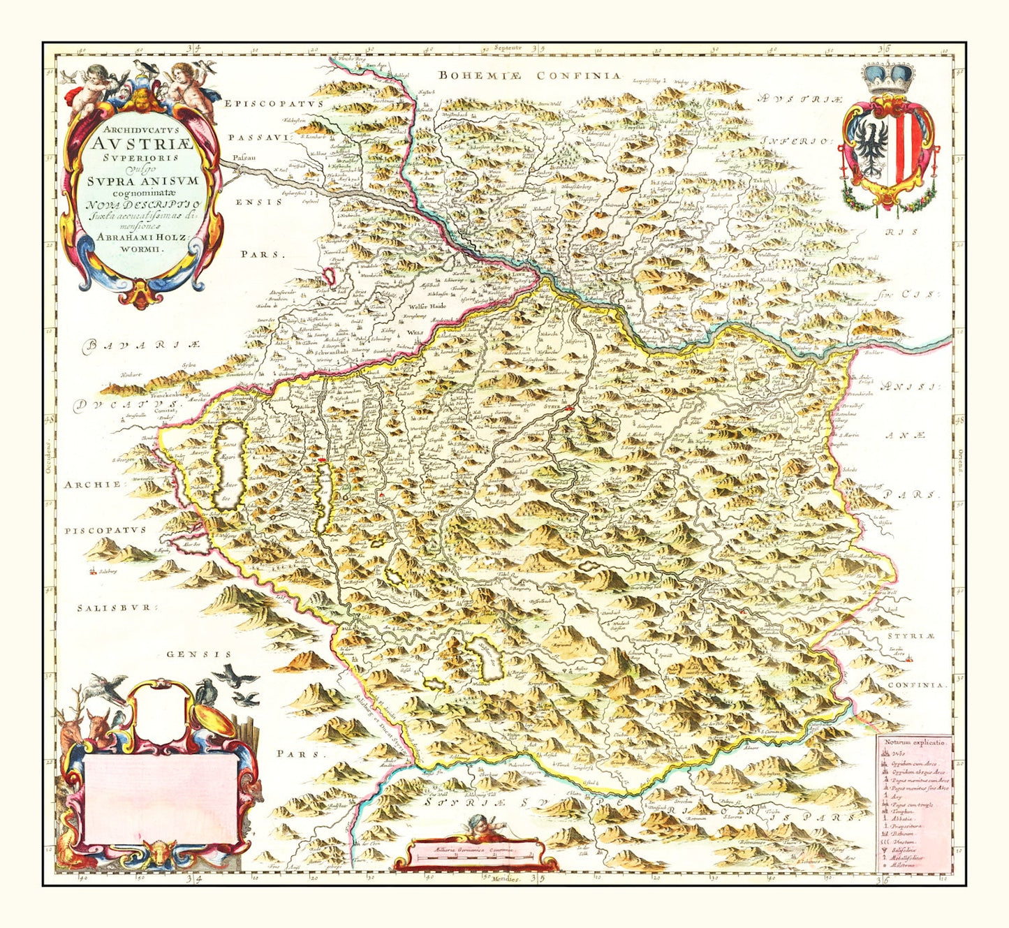 Vintage Map of Austria from Above 1665