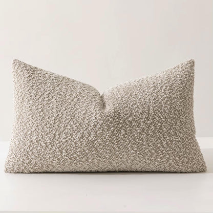 Fennco Styles Chenille Bouclé-Style Filled Throw Pillow 12" W X 20" L - Brown Soft Minimalist Decorative Cushion for Sofa, Bed, or Chair Décor