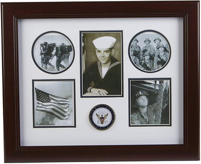 The Military Gift Store US Flag Store U.S. Navy Medallion 5 Picture Collage Frame.