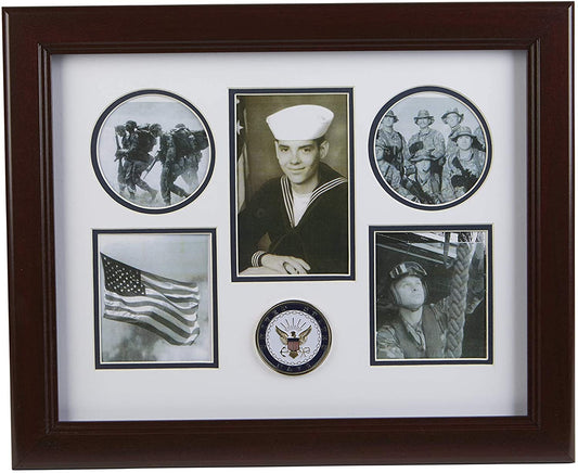 The Military Gift Store US Flag Store U.S. Navy Medallion 5 Picture Collage Frame.