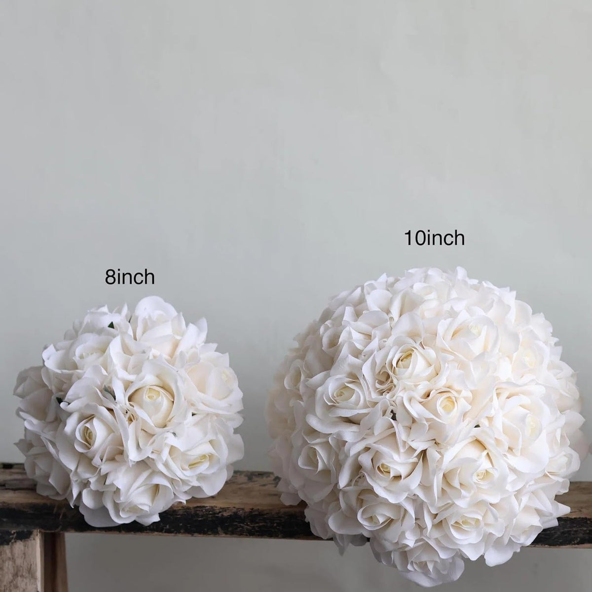 10 Inch Wedding Bouquets for Bride, Morandi Ivory Cream White Real Touch Rose Bridal Bouquet, Artificial Flower Bouquet for Wedding Ceremony, Prom, Bridal Shower