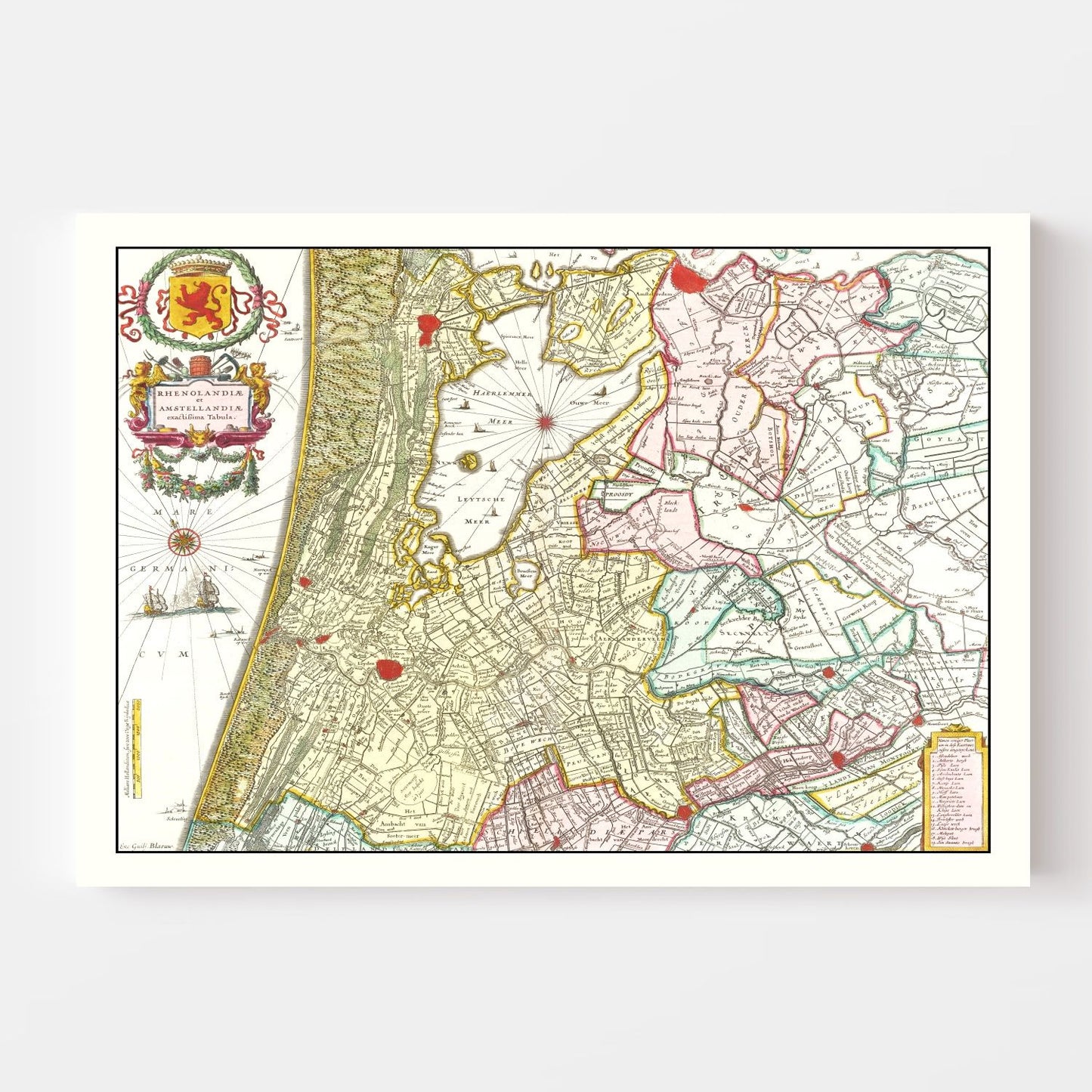 Vintage Map of Amsterdam Area 1665