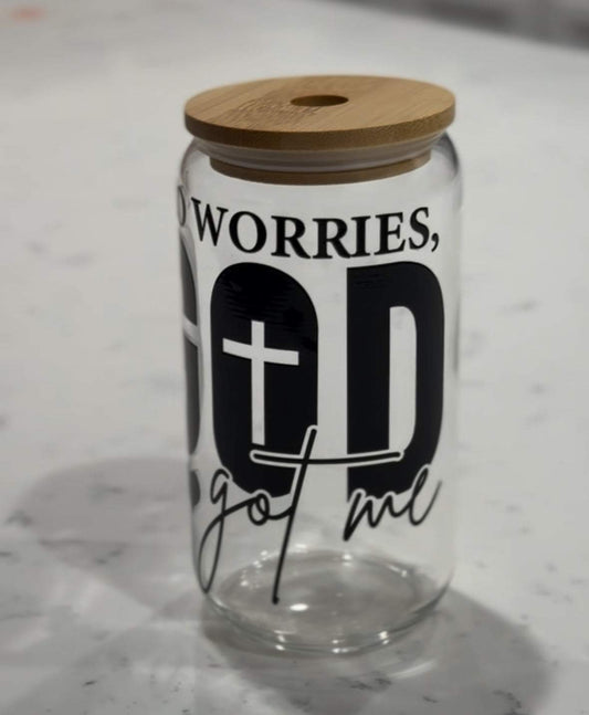 Glass Soda Can Cup with Glass Straw