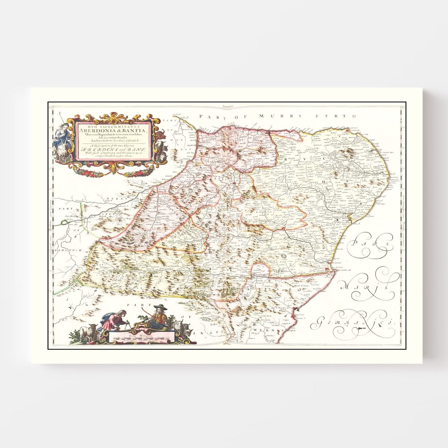 Vintage Map of Aberdeen Scotland 1665