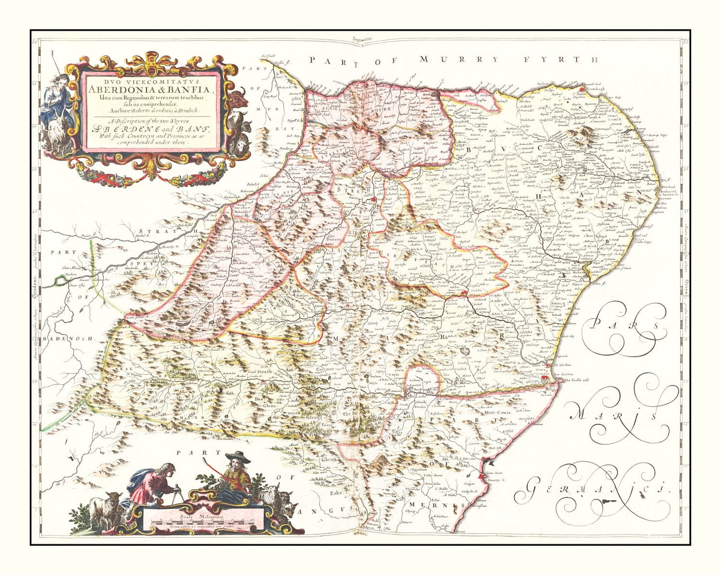 Vintage Map of Aberdeen Scotland 1665