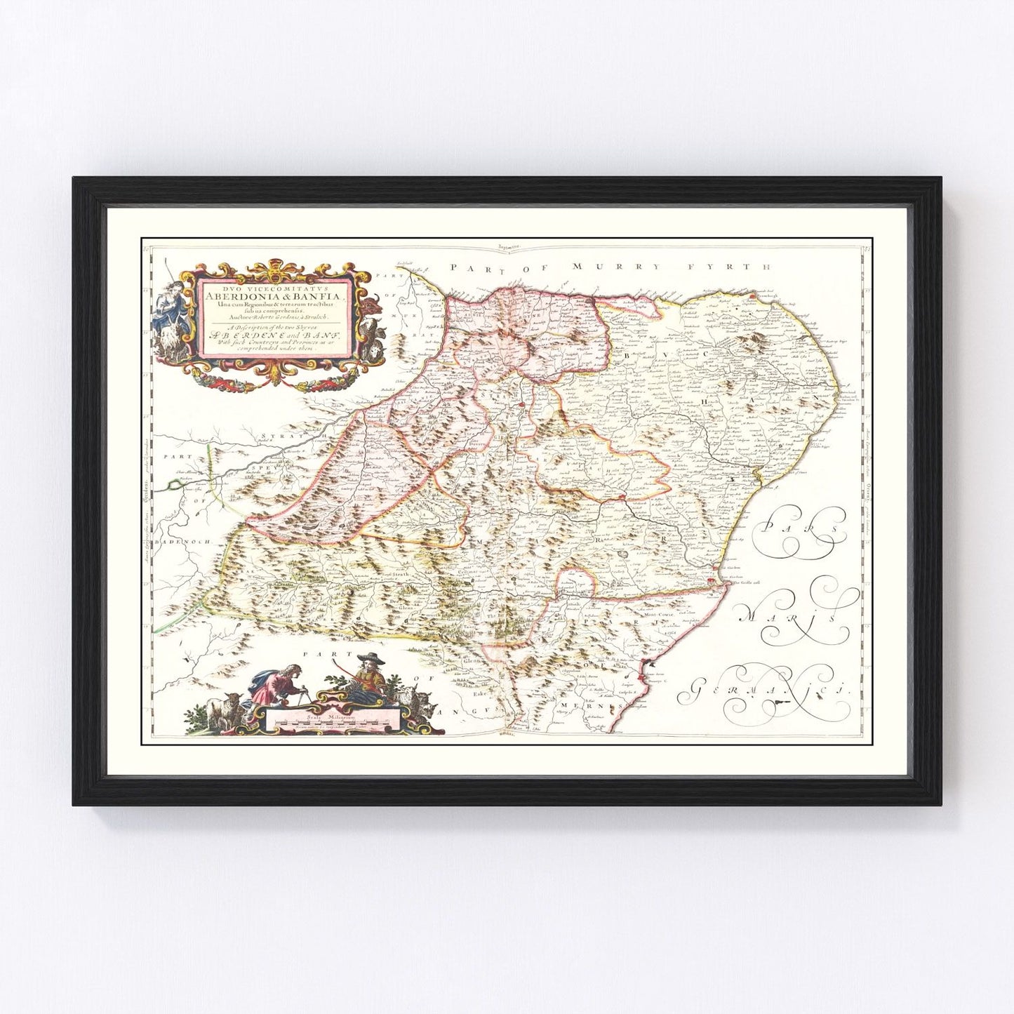 Vintage Map of Aberdeen Scotland 1665