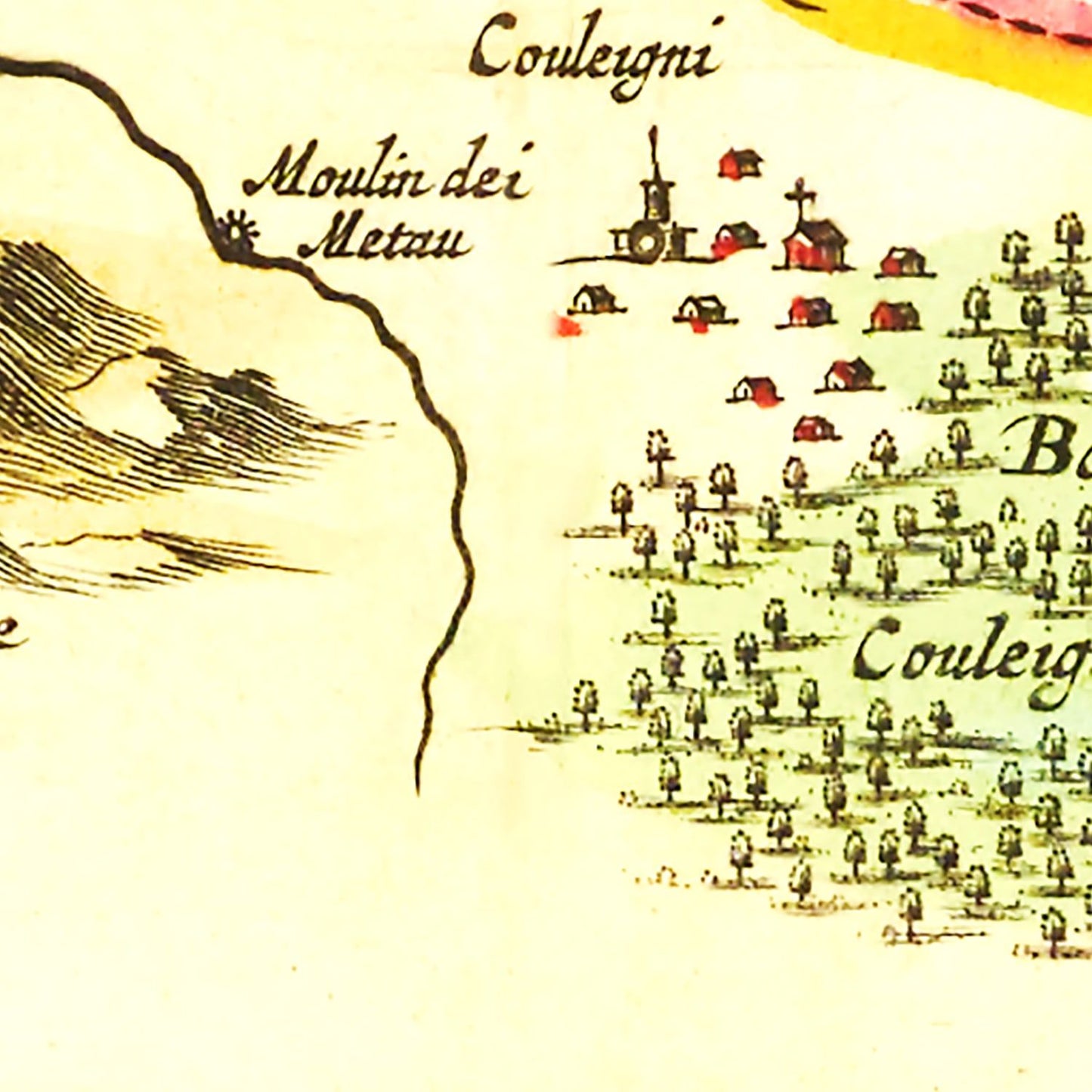 Vintage Map of Aiguillon, France 1665