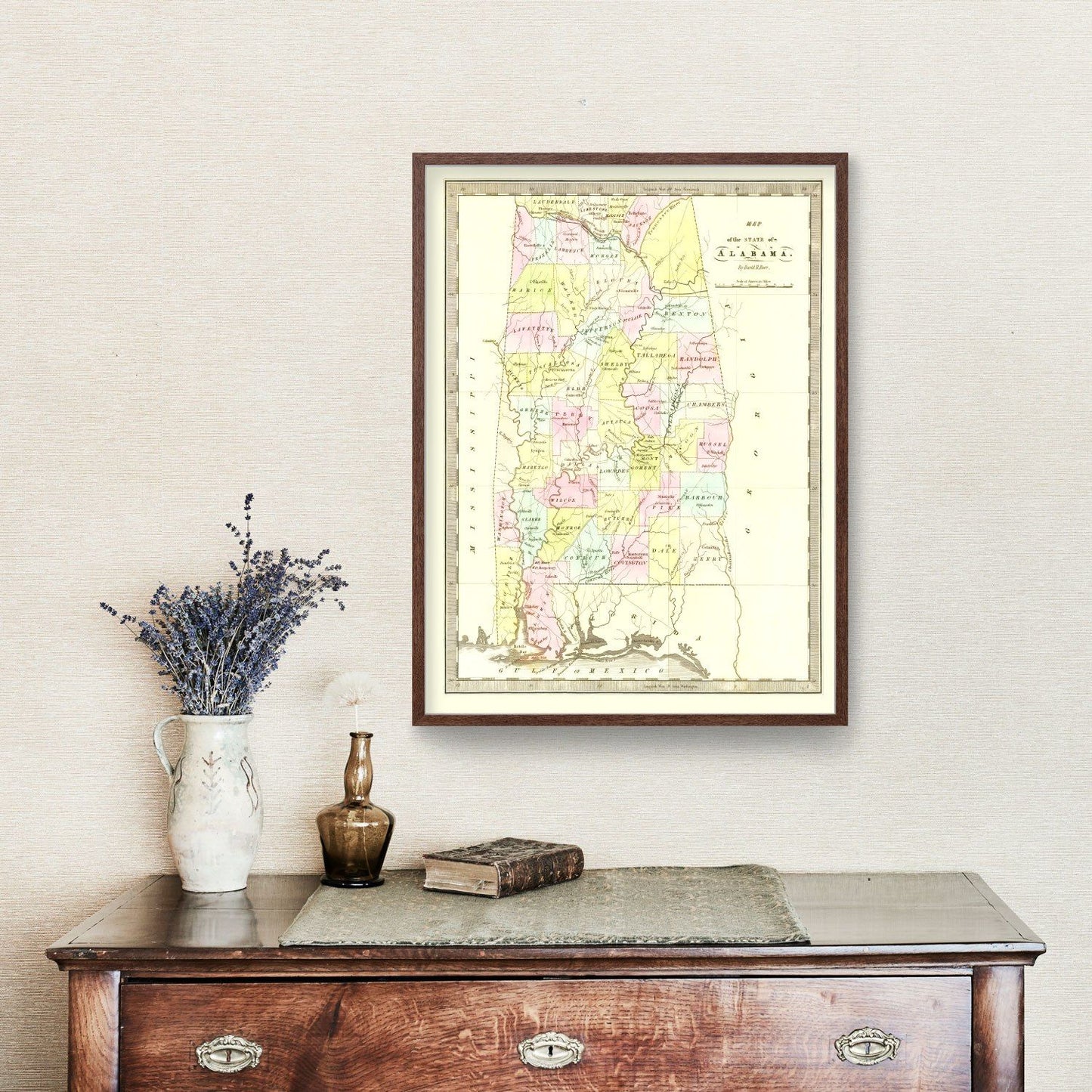 Vintage Map of Alabama 1834