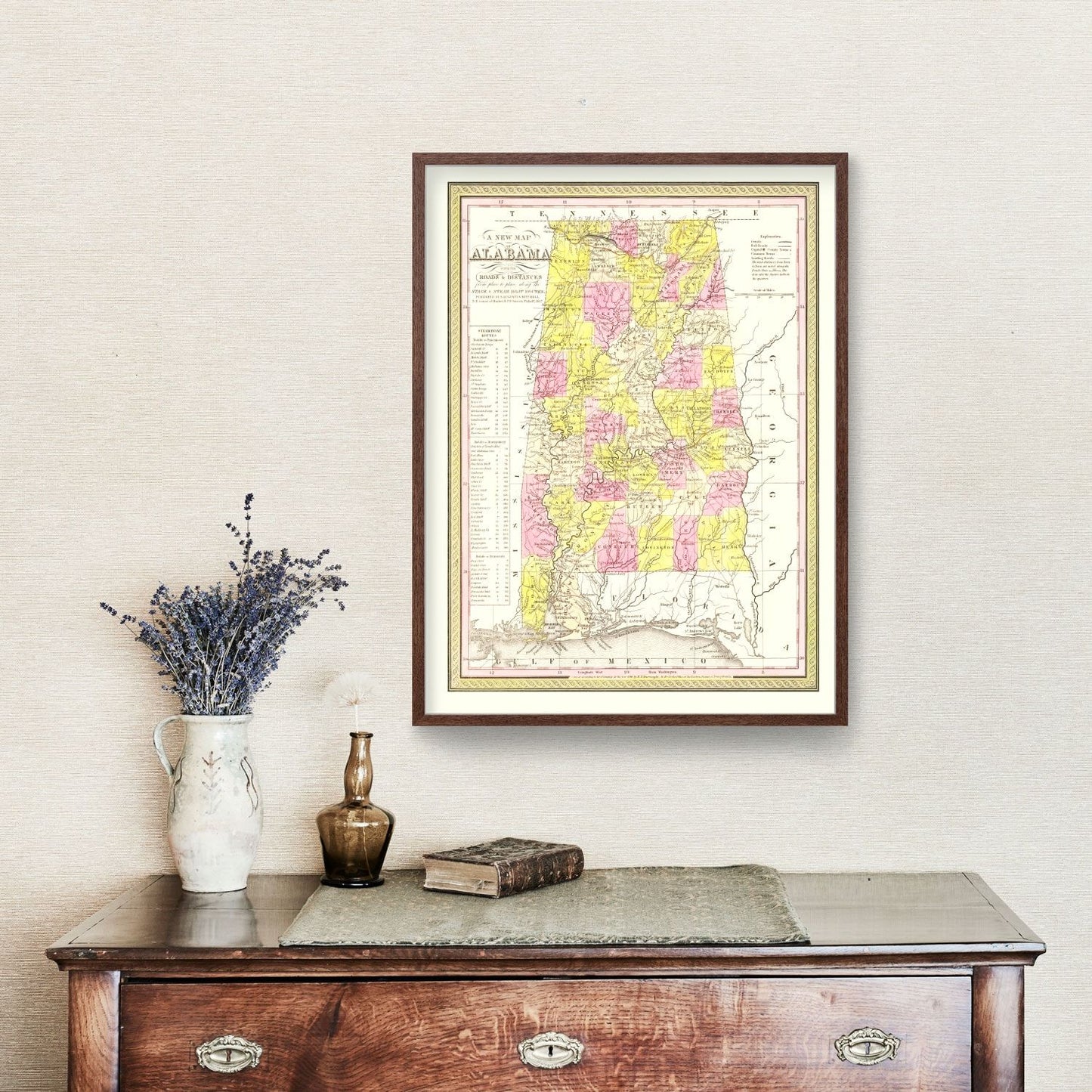 Vintage Map of Alabama 1847