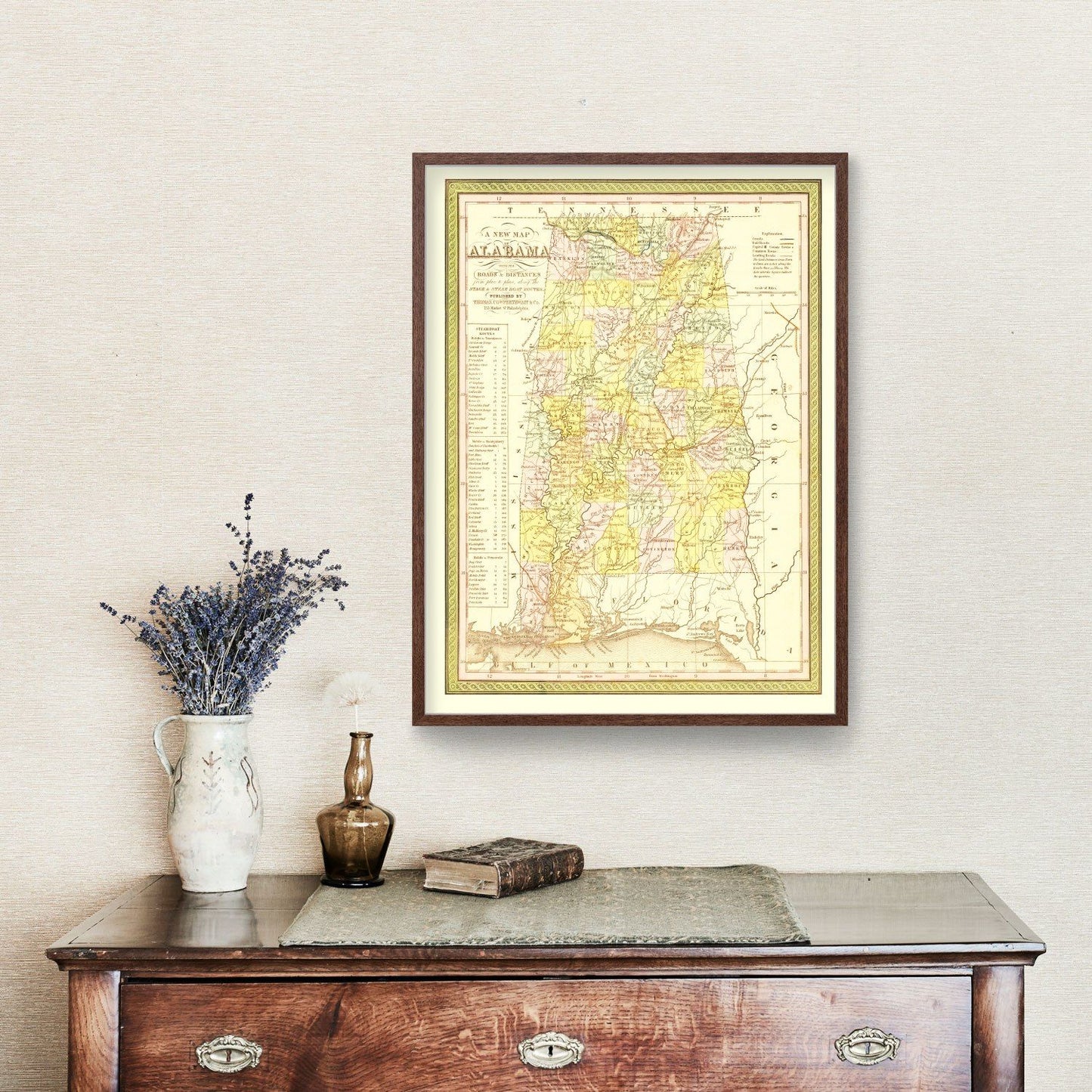 Vintage Map of Alabama 1854