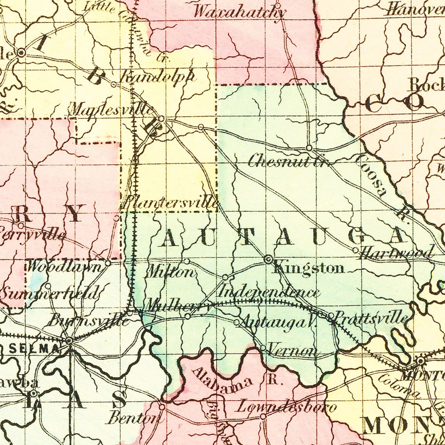 Vintage Map of Alabama 1855