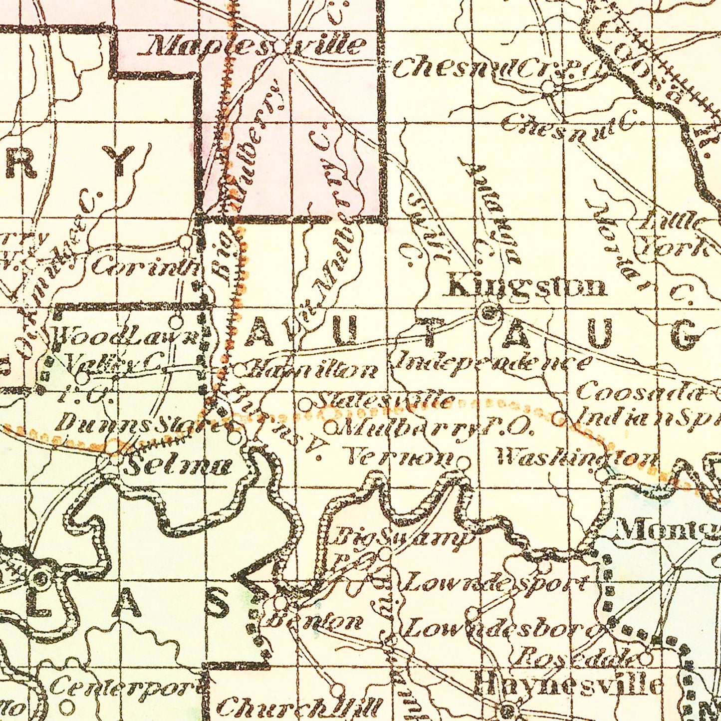 Vintage Map of Alabama 1856