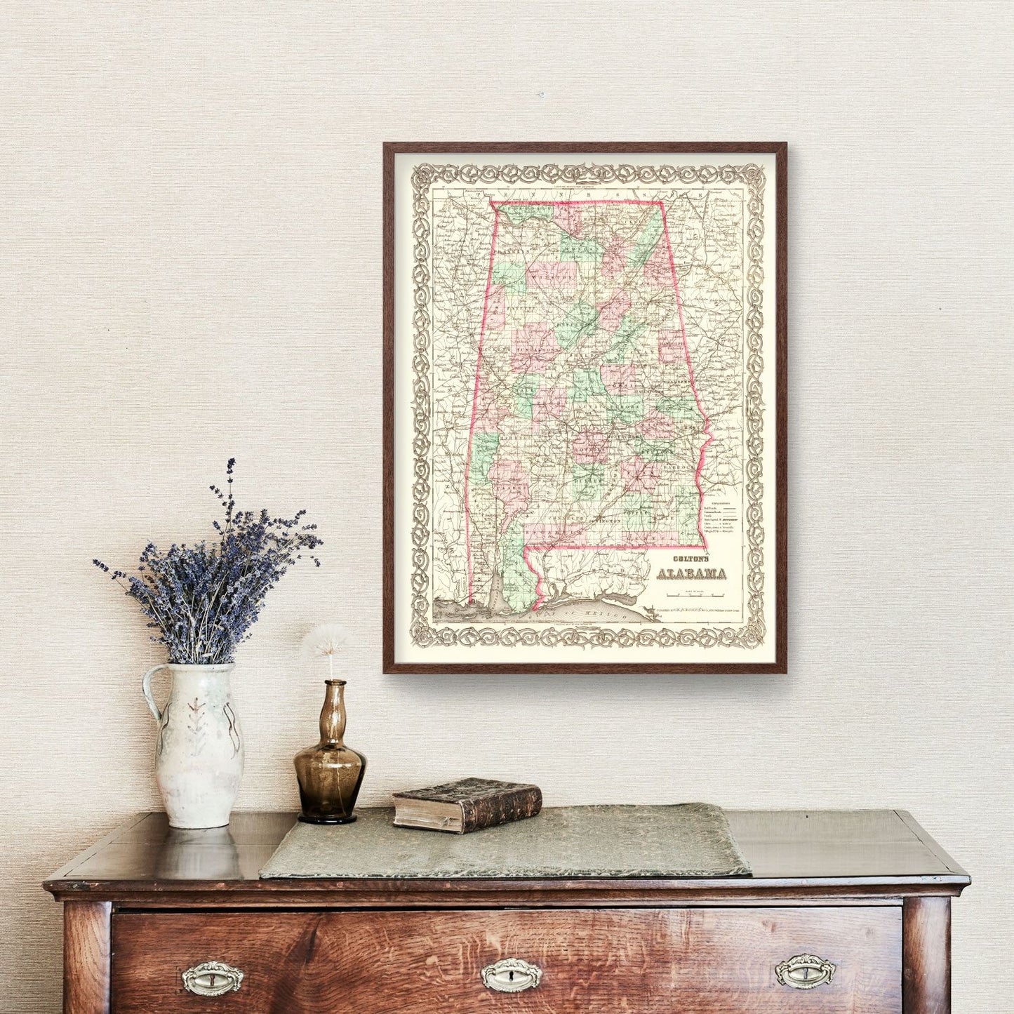 Vintage Map of Alabama 1871
