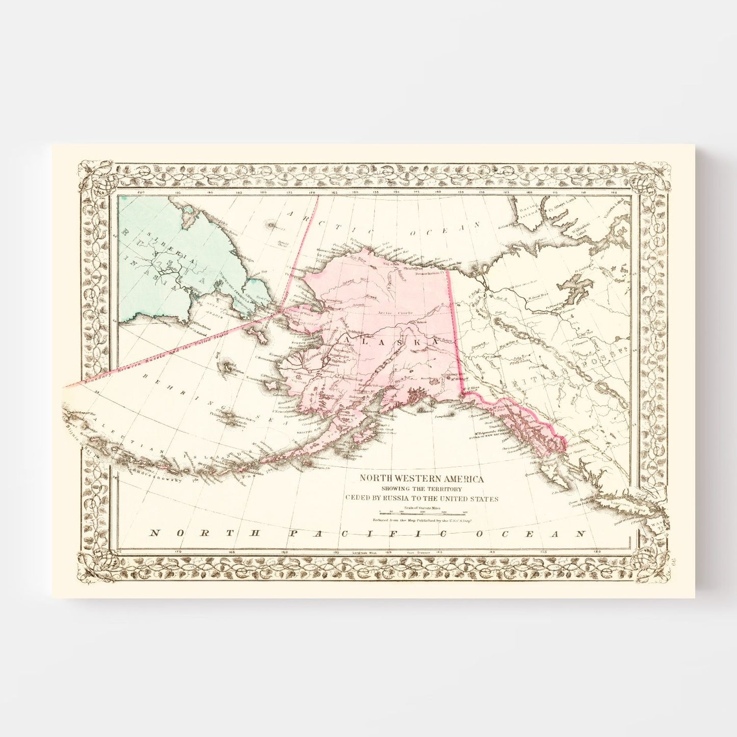 Vintage Map of Alaska 1886