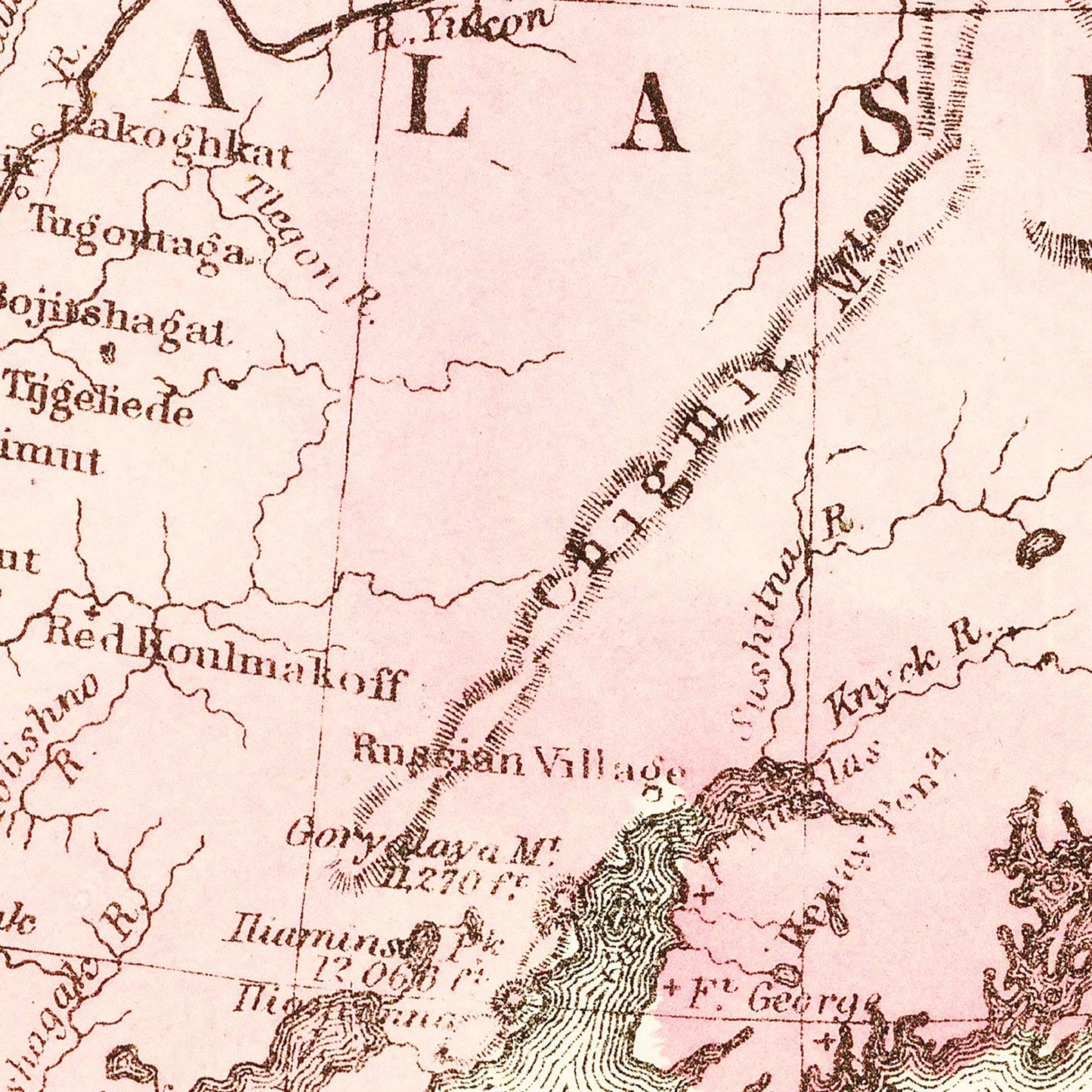 Vintage Map of Alaska 1886