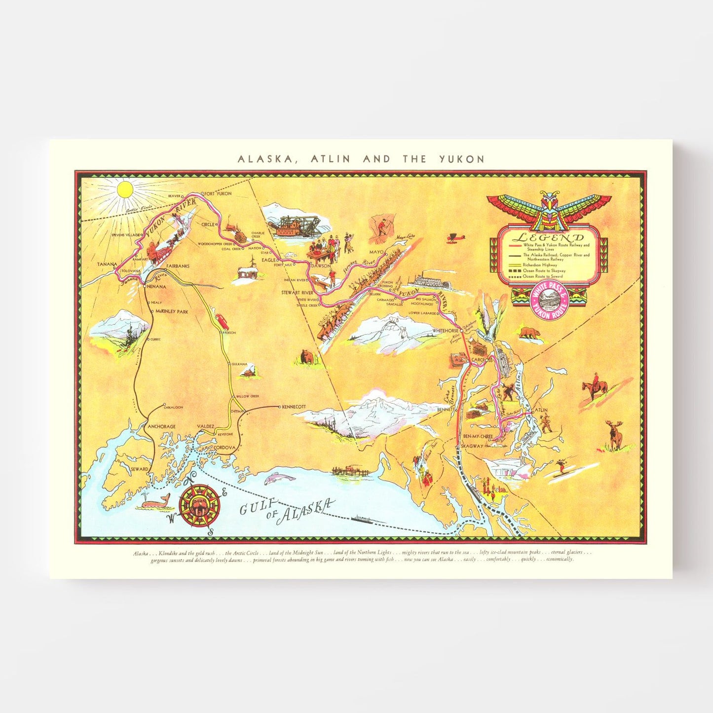 Vintage Map of Alaska 1930