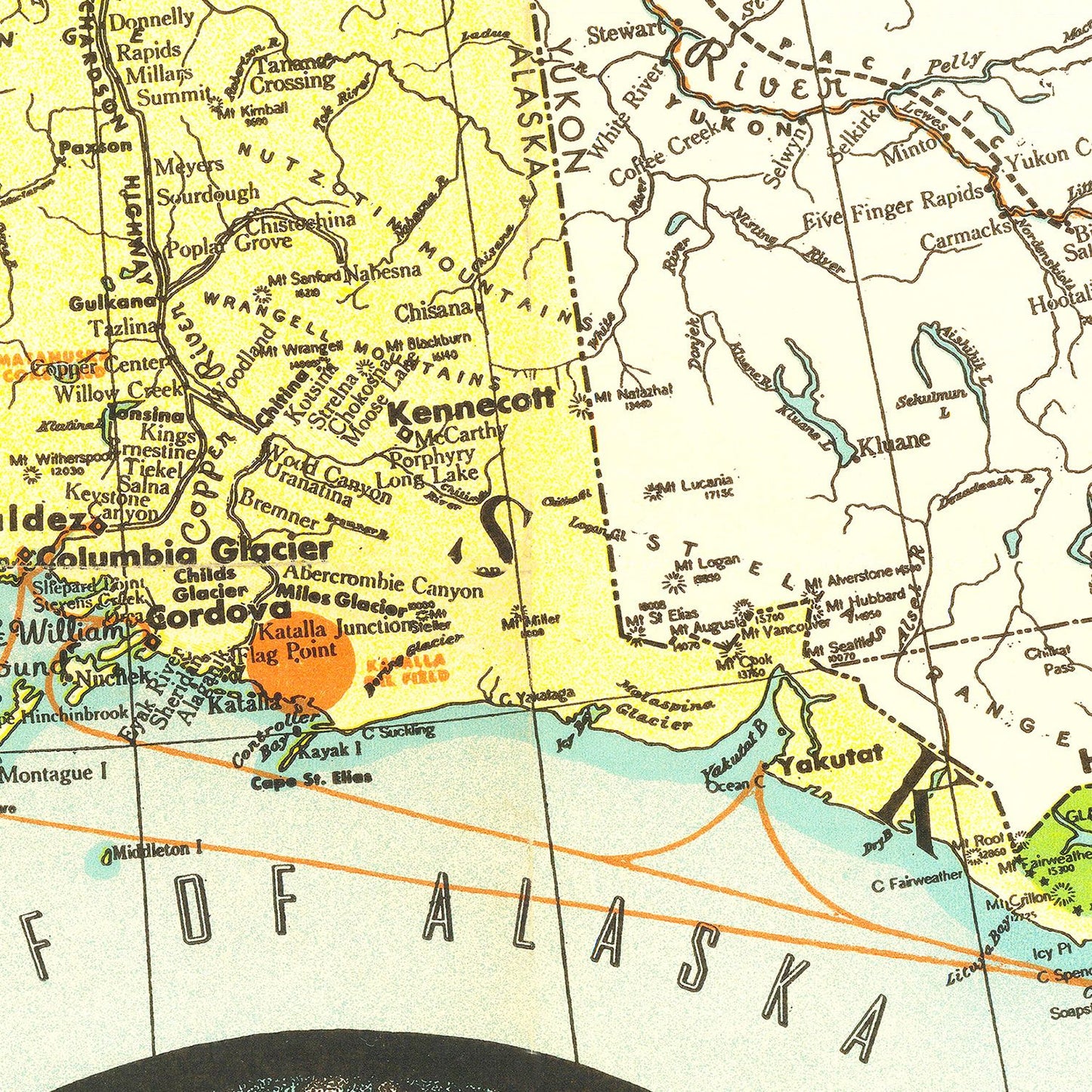 Vintage Map of Alaska 1936