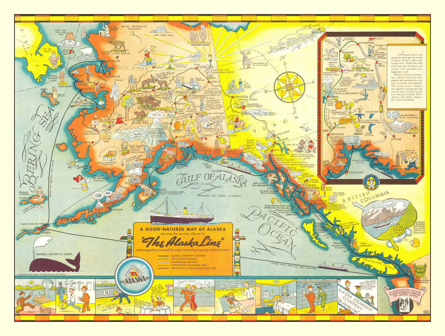 Vintage Map of Alaska 1939