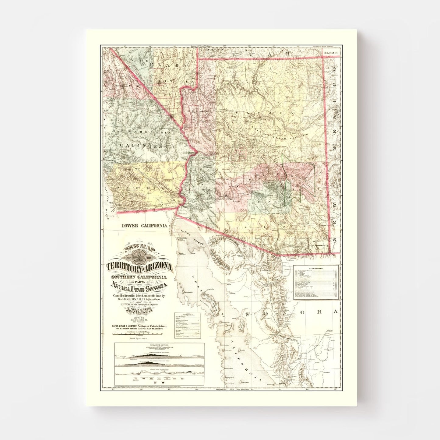 Vintage Map of Arizona 1877