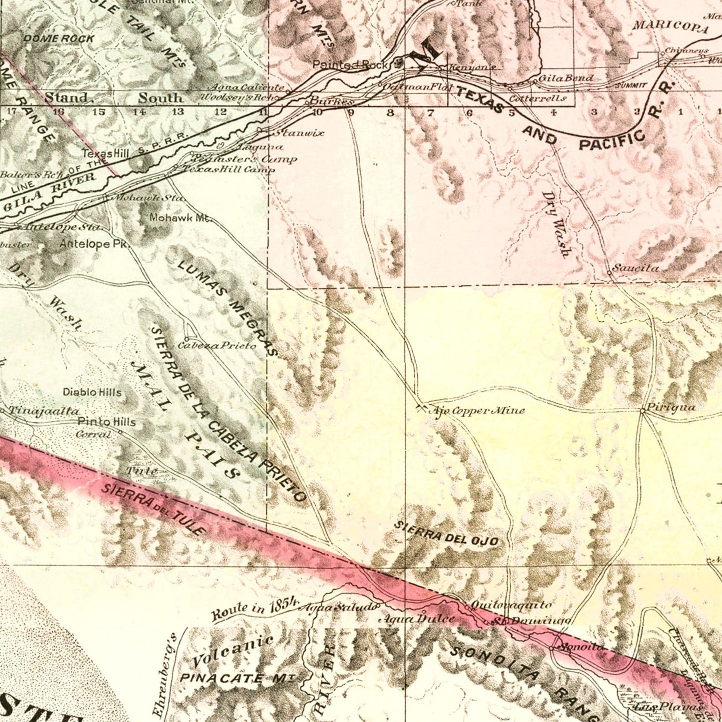 Vintage Map of Arizona 1877