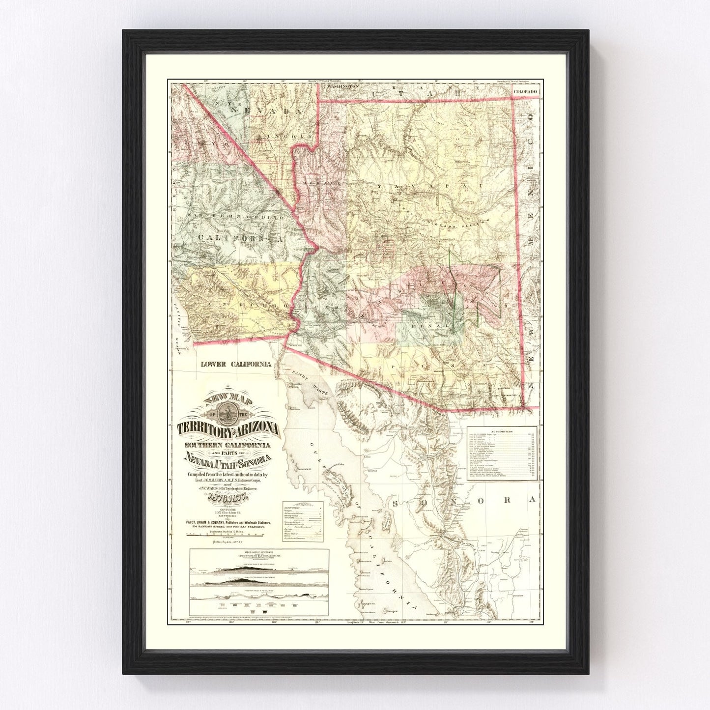 Vintage Map of Arizona 1877