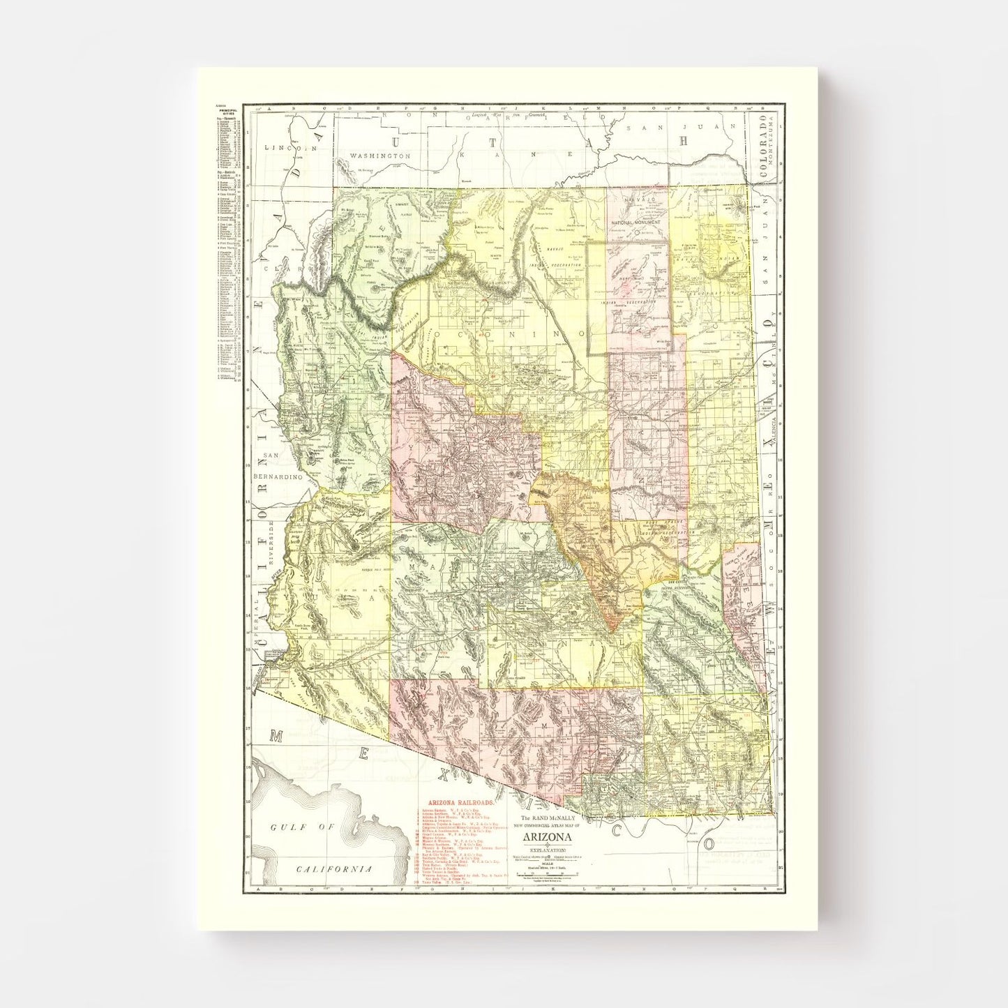Vintage Map of Arizona 1915