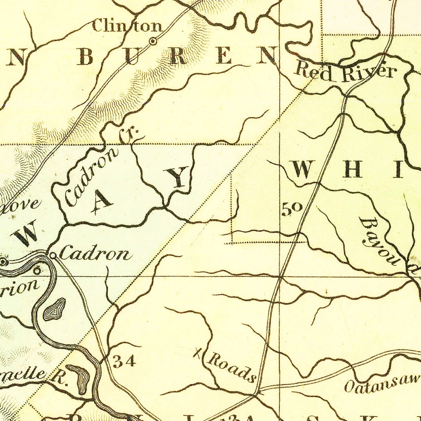 Vintage Map of Arkansas 1836
